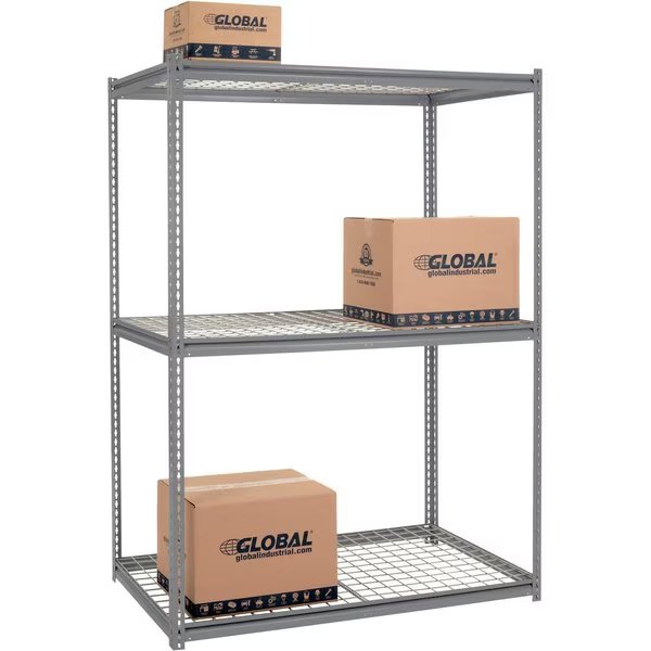 High Cap. Starter Rack 60Wx48Dx84H 3 Levels Wire Deck 1300lb Per Shelf GRY, Global Industrial, Mfr#: 580919GY